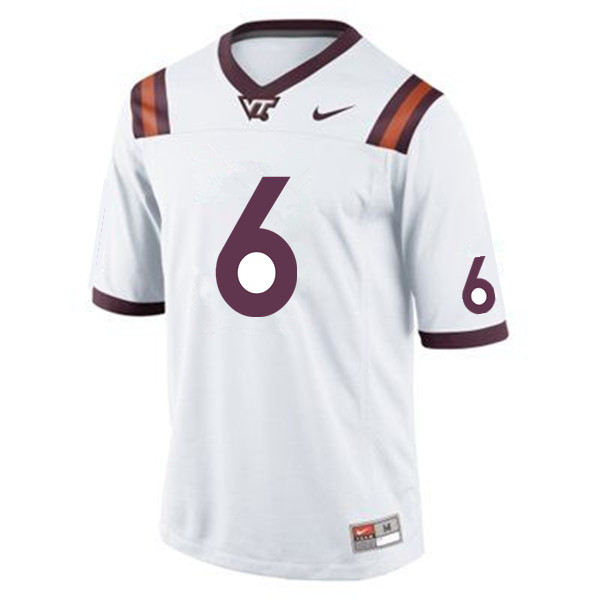 Men #6 Trevor Jackson Virginia Tech Hokies College Football Jerseys Sale-White